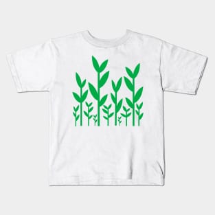 Green leafy tree plant shoots pattern design Kids T-Shirt